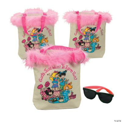 Slumber Party Tote Bags With Marabou Trim