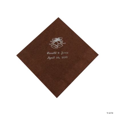Personalized Chocolate Brown & Silver Wedding Luncheon Napkins