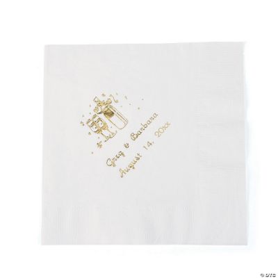 Personalized Champagne Luncheon Napkins - White