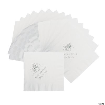 50 Personalized Champagne White Luncheon Napkins