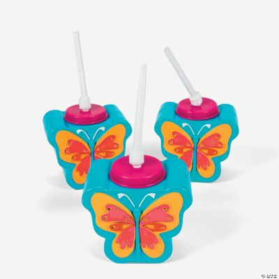 Butterfly-Shaped Cups With Straws