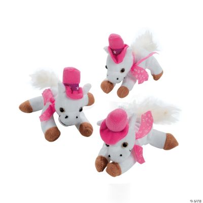 Plush White & Pink Cowgirl Horses
