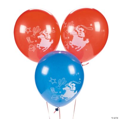 Blue & Red  Cowboy Latex Balloons