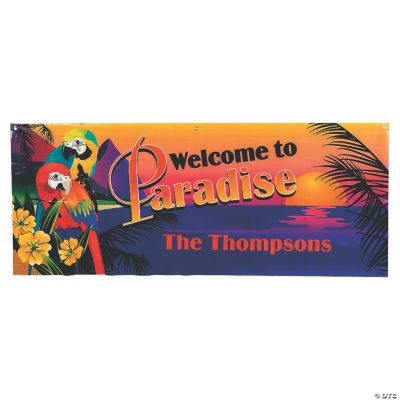 Personalized Luau Parrot Banner - Small