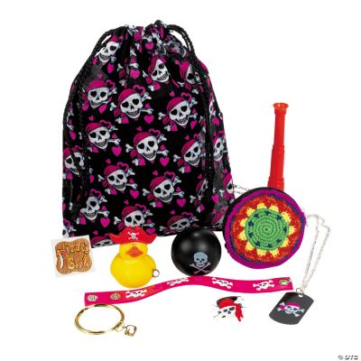 Pink Pirate Drawstring Filled Treat Tote