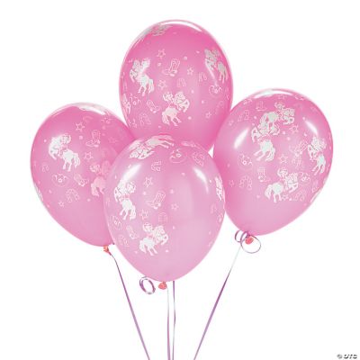 25 Pink Cowgirl Latex Balloons
