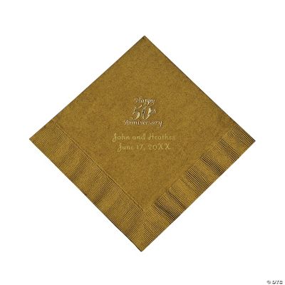 Personalized Gold And Gold 50th Anniversary Luncheon Napkins