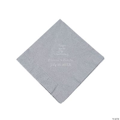 Personalized Silver On Silver 25th Anniversary Luncheon Napkins