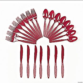 Burgundy Plastic Cutlery Assortment