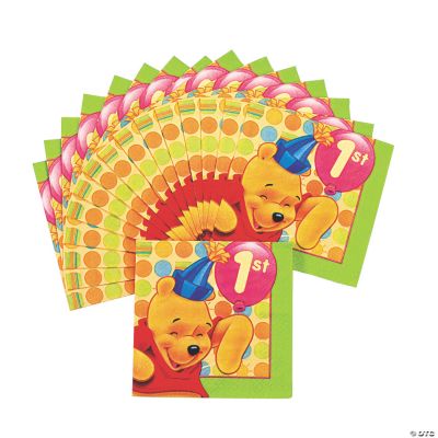 Pooh’s 1st Birthday Beverage Napkins