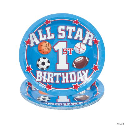 All Star 1st Birthday Dessert Plates