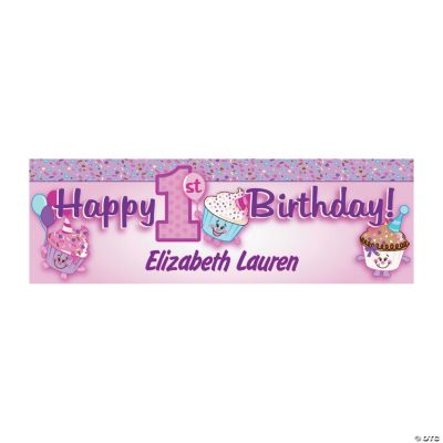 Personalized 1st Birthday Cupcake Banner