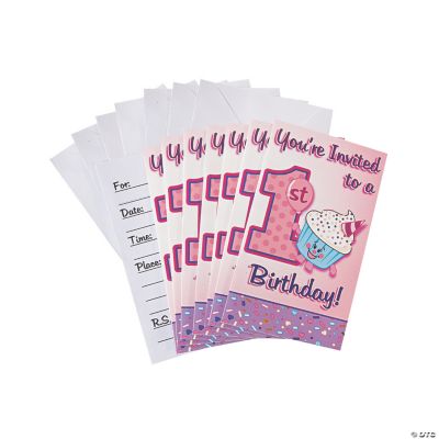 1st Birthday Cupcake Invitations