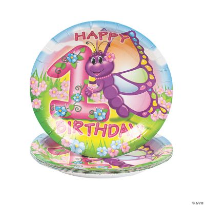 Butterfly 1st Birthday Dessert Plates