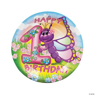 Butterfly 1st Birthday Dinner Plates