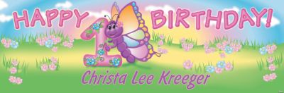 Personalized 1st Birthday Butterfly Banner