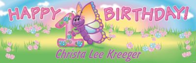 Personalized 1st Birthday Butterfly Banner - Medium