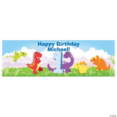 Personalized 1st Dinosaur Birthday Banner - Small