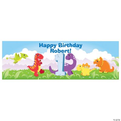 Personalized 1st Dinosaur Birthday Banner - Medium