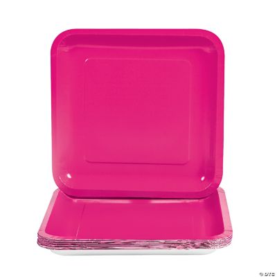 Square Dinner Plates - Hot Pink