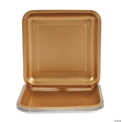 Square Dinner Plates - Metallic Gold