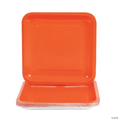 Square Dinner Plates - Orange