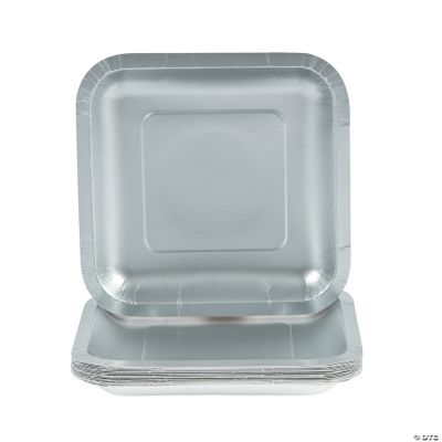 Metallic Silver Square Dessert Plates