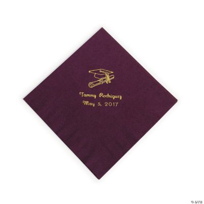50 Personalized Gold Burgundy Graduation Luncheon Napkins