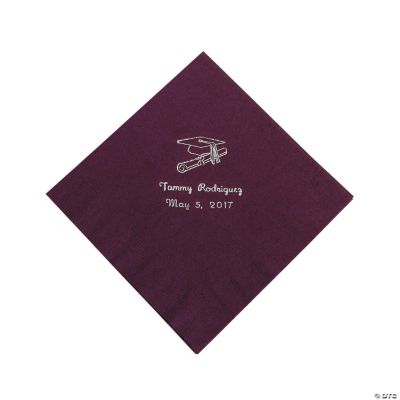 50 Personalized Silver Burgundy Graduation Luncheon Napkins