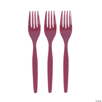 Burgundy Plastic Forks