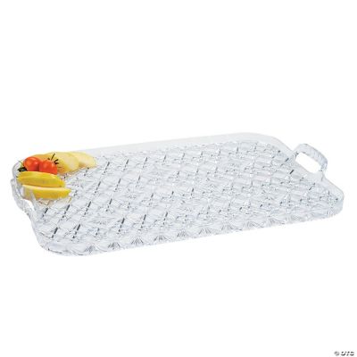 Diamond Cut Rectangular Tray with Handles