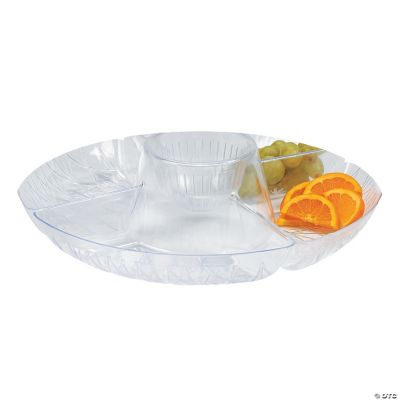 Diamond Cut Four-Compartment Deep Serving Tray