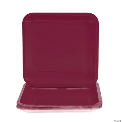 Square Dinner Plates - Burgundy