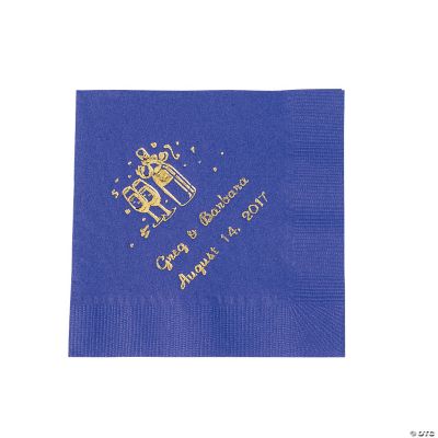 50 Personalized Champagne Purple Beverage Napkins