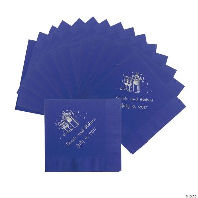 50 Personalized Champagne Purple Beverage Napkins