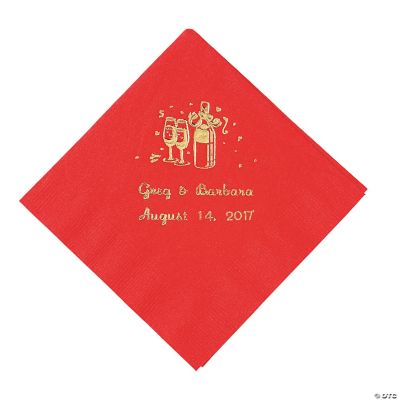 50 Personalized Champagne Red Beverage Napkins