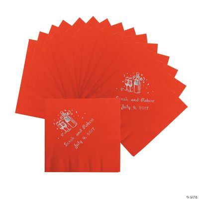 50 Personalized Champagne Red Beverage Napkins