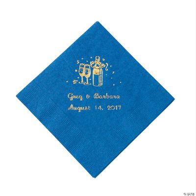50 Personalized Champagne Blue Beverage Napkins