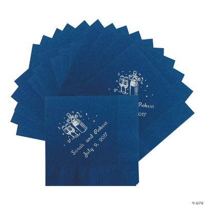 50 Personalized Champagne Blue Beverage Napkins