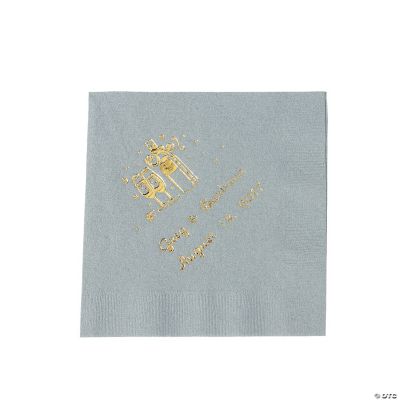 50 Personalized Champagne Silver Beverage Napkins