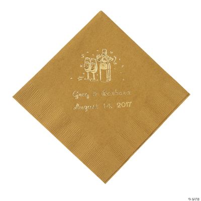 50 Personalized Champagne Gold Beverage Napkins
