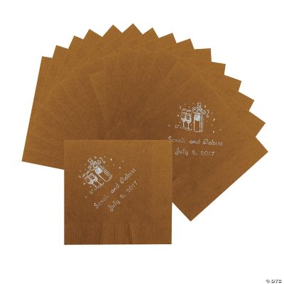 50 Personalized Champagne Gold Beverage Napkins