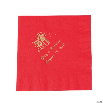 50 Personalized Champagne Red Luncheon Napkins