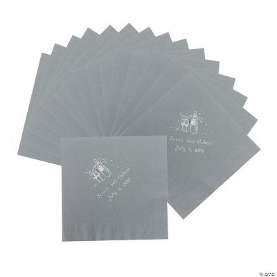 50 Personalized Champagne Silver Luncheon Napkins