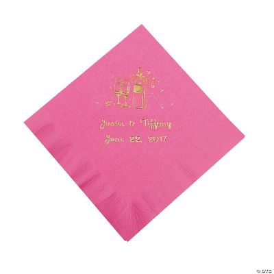 Champagne Beverage Napkins - Candy Pink