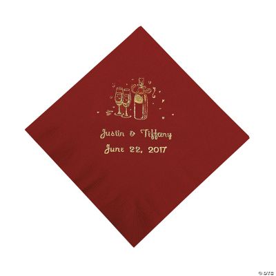 Champagne Beverage Napkins - Burgundy