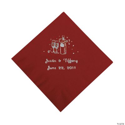 Champagne Beverage Napkins - Burgundy