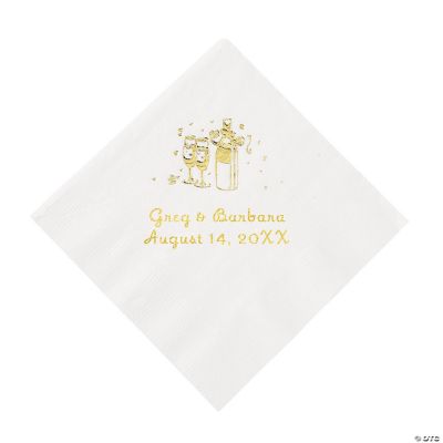 50 Personalized Champagne White Beverage Napkins