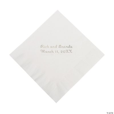 Personalized White Beverage Napkins