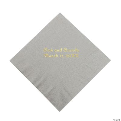 Personalized Silver Beverage Napkins